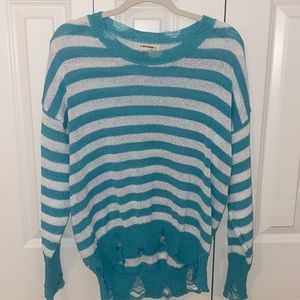 long sleeve top never worn blue and white stripes